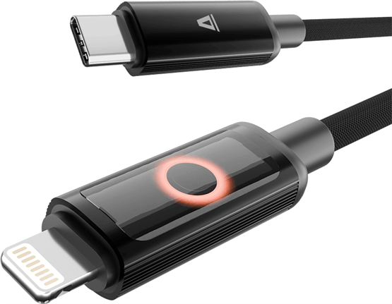 AVAX CB650 Pulsey USB-C Apa - Lightning Fonott Adat és Töltőkábel 27W 0.5m - Fekete AVAX CB650 Pulsey USB-C Apa - Lightning Fonott Adat és Töltőkábel 27W 0.5m - Fekete