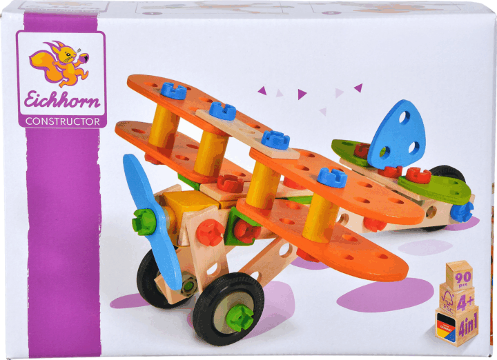 Eichhorn Constructor 90 darabos fa játék repülő építő készlet Eichhorn Constructor 90 darabos fa játék repülő építő készlet