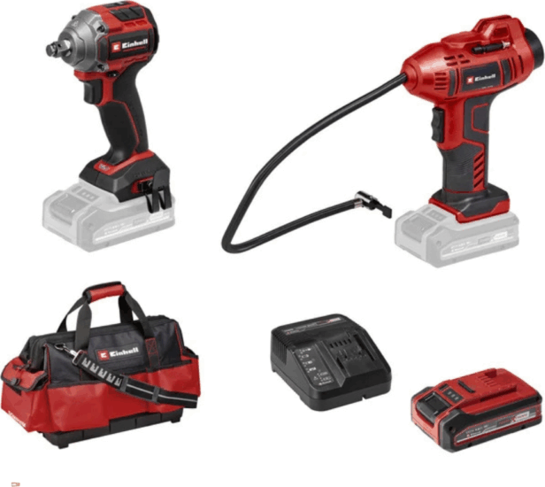 Einhell TP-CW 18/260 + CE-CC 18 Kit Professional Gépkészlet Akkus Ütvecsavarozó + Autós kompresszor + dugókulcskészlet + Szerszámtáska Einhell TP-CW 18/260 + CE-CC 18 Kit Professional Gépkészlet Akkus Ütvecsavarozó + Autós kompresszor + dugókulcskészlet + Szerszámtáska