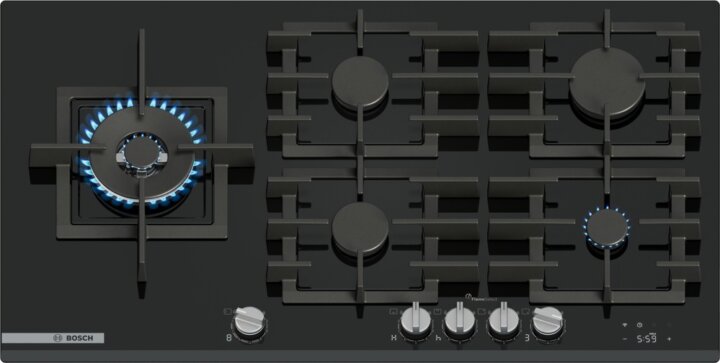 Bosch PRS9A6H40 Serie 8 Beépíthető 5 zónás Gáz Főzőlap - Fekete