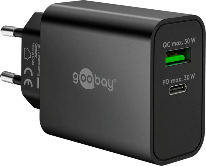 Goobay 75335 USB-C / USB-A Hálózati Gyorstöltő Adapter 30W - Fekete Goobay 75335 USB-C / USB-A Hálózati Gyorstöltő Adapter 30W - Fekete