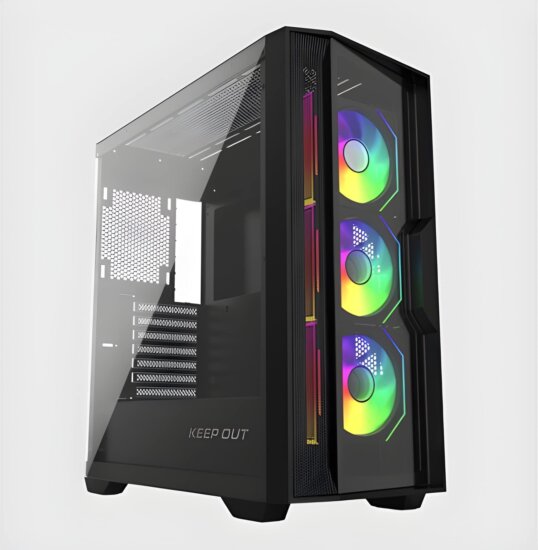 KEEP OUT XC-500 GLASS Midi Torony + 3db 120mm ventilátor - Fekete KEEP OUT XC-500 GLASS Midi Torony + 3db 120mm ventilátor - Fekete
