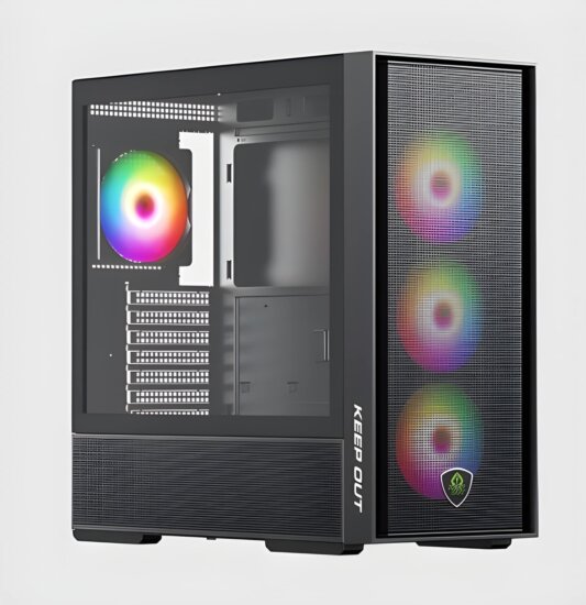KEEP OUT XC-805 MESH Midi Torony Számítógépház + 6db 120mm ventilátor - Fekete KEEP OUT XC-805 MESH Midi Torony Számítógépház + 6db 120mm ventilátor - Fekete
