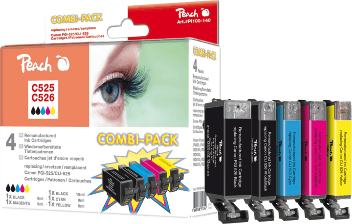Peach (Canon PGI-525) Utángyártott Toner - Tri color + Fekete Peach (Canon PGI-525) Utángyártott Toner - Tri color + Fekete