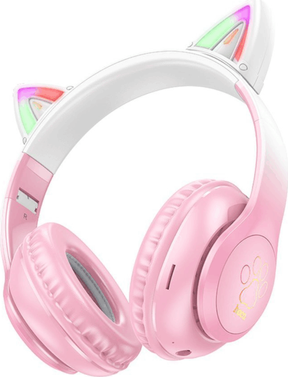 Hoco W42 Cat Bluetooth mikrofonos gyerek fejhallgató - Rózsaszín