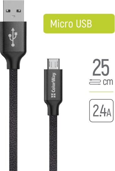 Colorway CW-CBUM048-BK USB-A 2.0 Apa - Micro USB Apa Adat és Töltőkábel 0.25m - Fekete Colorway CW-CBUM048-BK USB-A 2.0 Apa - Micro USB Apa Adat és Töltőkábel 0.25m - Fekete