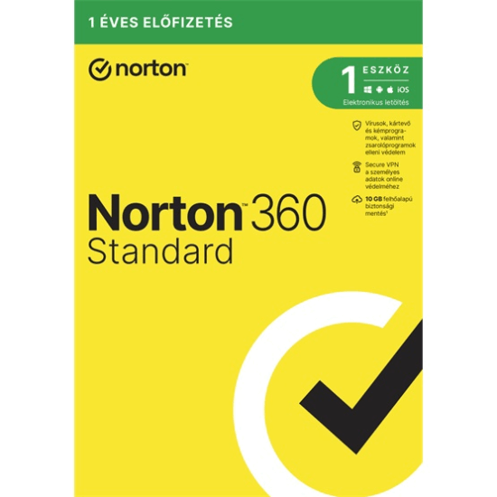 Norton 360 Standard 21417481 10GB HUN Online vírusirtó szoftver elektronikus licenc (1 PC / 1 év) Norton 360 Standard 21417481 10GB HUN Online vírusirtó szoftver elektronikus licenc (1 PC / 1 év)