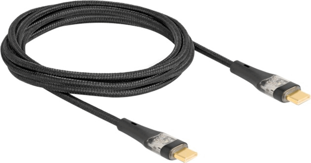 Delock 80764 USB-C 2.0 Apa - USB-C 2.0 Apa Adat és Gyorstöltő Kábel 100W 2m - Fekete