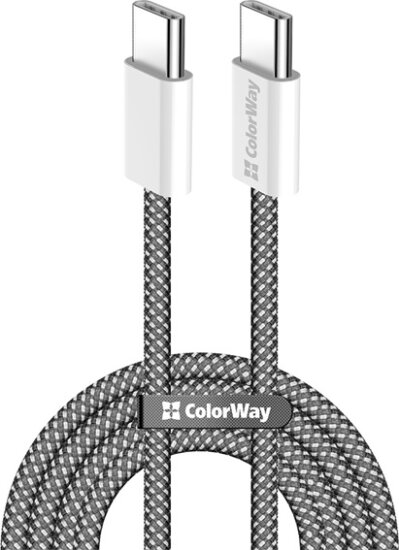 Colorway CW-CBPDCC061-BK USB-C 2.0 Apa - USB-C 2.0 Apa Fonott Adat és Gyorstöltő Kábel 60W 1m - Fekete