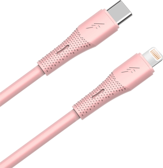 AVAX CB3312 USB-C Apa - Lightning Szilikon Adat és Töltőkábel 27W 1.5m - Rózsaszín