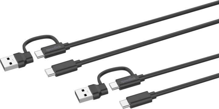 Speedlink Stream PS5 USB-C/A - USB-C Töltőkábel Készlet - Fekete