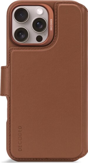 Decoded Magsafe Apple iPhone 16 Pro Max Flip Bőrtok Levehető pénztárcával - Barna