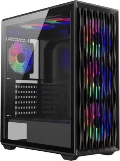 G.Skill GC-AKGW5-GM2 Midi Torony Számítógépház + 4db 120mm bentilátor + Fan HUB - Fekete