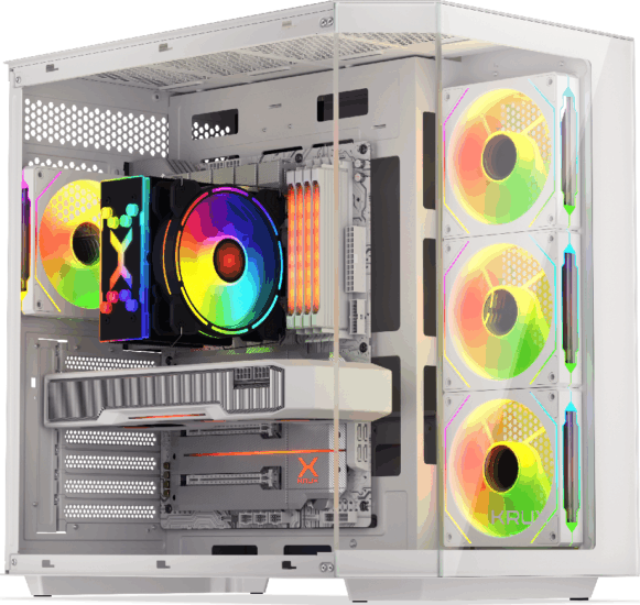 Krux Empero Midi torony Számítógépház + 4db 120mm ventilátor - Fehér