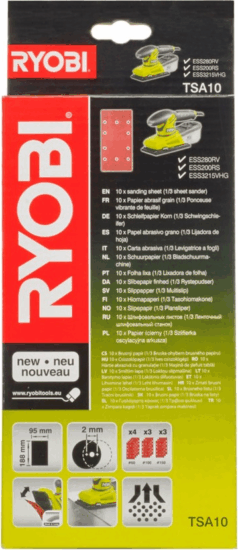 Ryobi TSA10 Csiszolólap készlet - 188mm (10db/csomag)