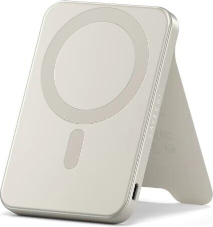 Satechi OntheGo Qi2 USB-C Powerbank Állvánnyal 5000 mAh 20W - Fehér Satechi OntheGo Qi2 USB-C Powerbank Állvánnyal 5000 mAh 20W - Fehér