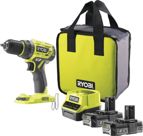 Ryobi ONE+ R18DD7-220S Akkus Fúró-Csavarozó 18V + 2x 18V Akkumulátor + Töltő + Táska