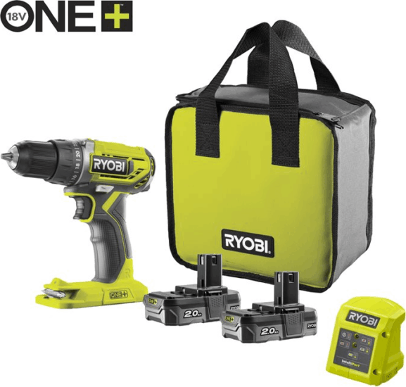 Ryobi ONE+ R18DD2-220S Akkus Fúró-Csavarozó 18V + 2x 18V Akkumulátor + Töltő + Táska