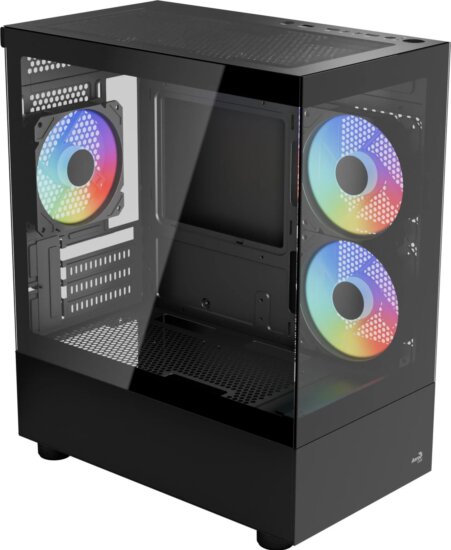 Aerocool Viewport Mini-G-BK-v4 ARGB Mini Torony Számítógép + 3db 120mm ventilátor - Fekete Aerocool Viewport Mini-G-BK-v4 ARGB Mini Torony Számítógép + 3db 120mm ventilátor - Fekete