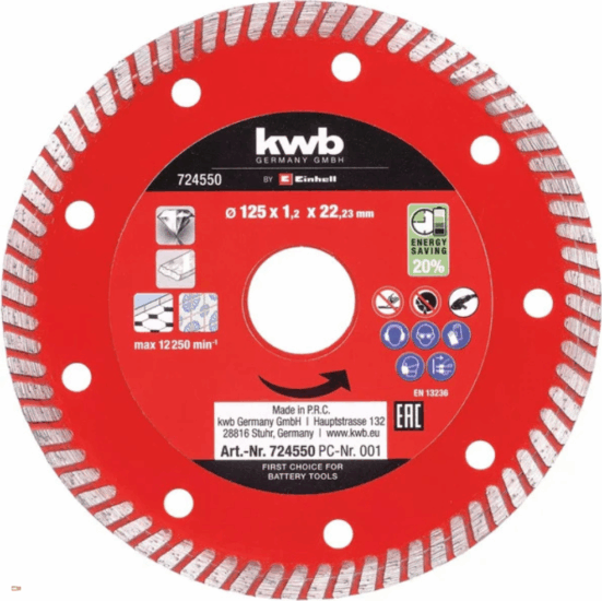 Einhell 49724550 Gyémánt vágókorong Ø125 x 22,23 x 1,4mm