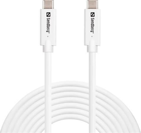 Sandberg 136-76 USB.C 3.2 Apa - USB-C 3.2 Apa Adat és Töltőkábel 100W 5m - Fehér
