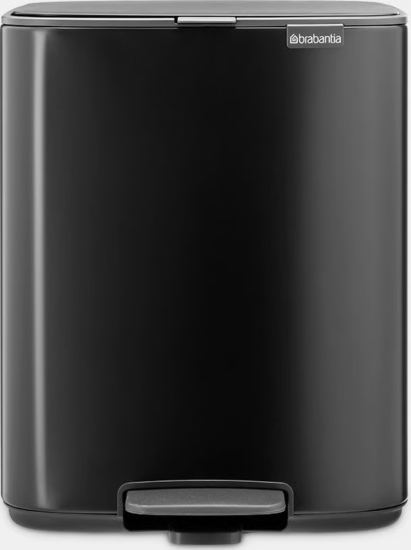 Brabantia Bo 12 literes fém pedálos szemetes - Matt fekete