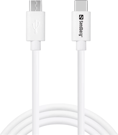 Sandberg 136-74 USB-C Apa - Micro USB Apa Adat és Töltőkábel 1m - Fehér