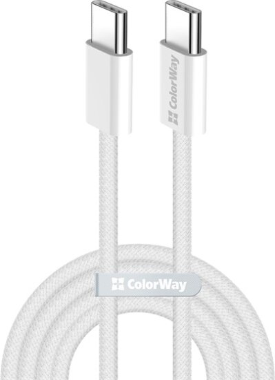 Colorway USB-C Apa - USB-C Apa Fonott Adat és Gyorstöltőkábel 60W 1m - Szürke