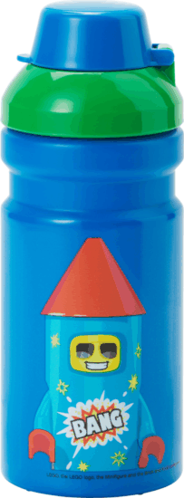 LEGO Room Copenhagen Tüzijáték srác 390ml Műanyag szívószálas gyerek kulacs - Kék/Mintás