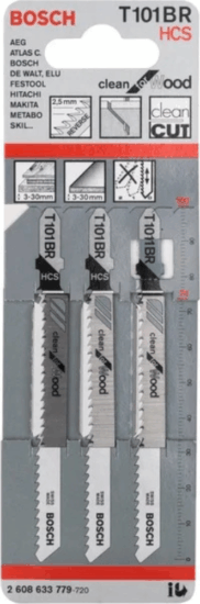 Bosch T 101 BR Clean for Wood Szúrófűrészlap készlet 100 mmm (3db / csomag)