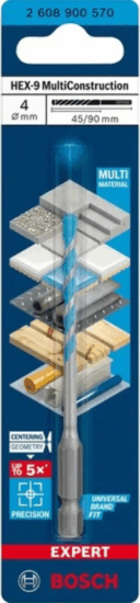 Bosch Ø 4 x 45 x 90mm Expert HEX-9 Hatszögletes szárú Multi Fúrószár