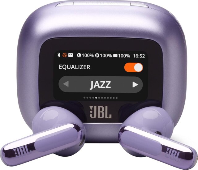 JBL Live Flex 3 Bluetooth Fejhallgató Headset Okos Töltőtokban - Lila