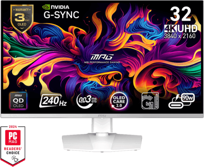 MSI 31.5" 321URXW 16:9 UltraHD QD-OLED Gaming Monitor - Fehér