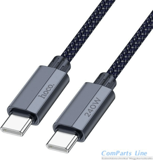 Hoco U134 USB-C 2.0 Apa - USB-C 2.0 Apa Adat és Gyorstöltő Kábel 1.8m 240W - Sötétkék
