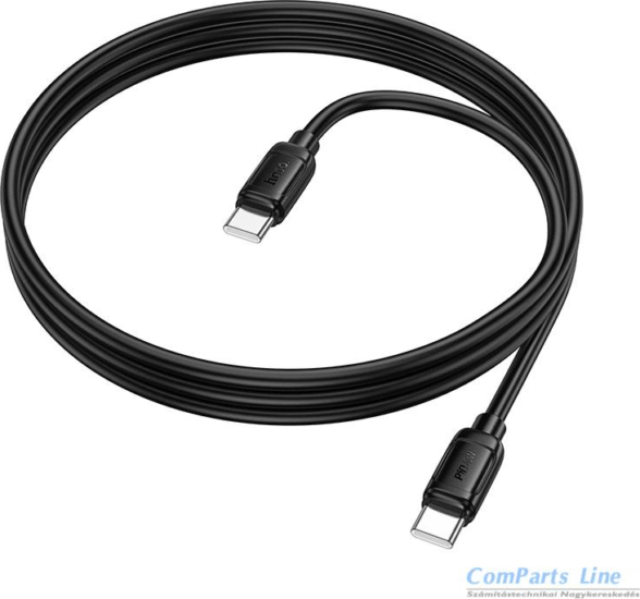 Hoco X115 USB-C 2.0 Apa - USB-C 2.0 Apa Adat és Gyorstöltő Kábel 60W 1m - Fekete