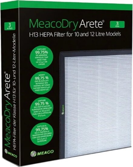 Meaco Dry Arete One H13 Eredeti HEPA Szűrőr 10L / 12L légtisztítókhoz 3 darab
