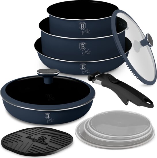 Berlinger Haus BH/8416 Alumínium Edénykészlet Levehető nyéllel - Matt kék (10 részes)