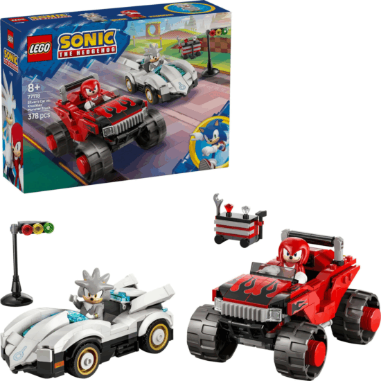 LEGO 77118 Sonic a Sündisznó Silver autója vs. Knuckles szörnyeteg teherautója