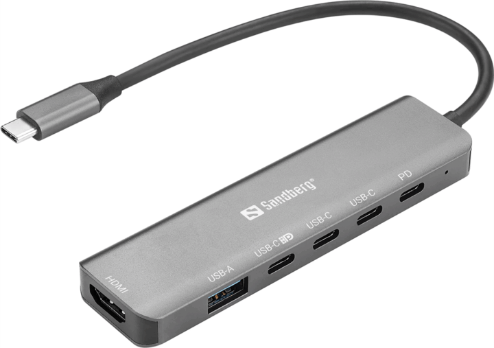 SANDBERG 136-77 Univerzális 6-in-1 USB-C Laptop Dokkoló Állomás 100 Watt SANDBERG 136-77 Univerzális 6-in-1 USB-C Laptop Dokkoló Állomás 100 Watt