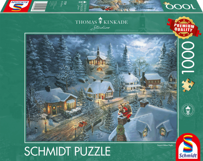 Schmidt Spiele 57529 Thomas Kinkade Studios Mikulás csendes éjszakája 1000 darabos puzzle
