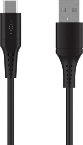 Fixed USB-A apa - USB-C apa 2.0 Hajlékony Szilikon Adat és töltőkábel 0,3m - Fekete