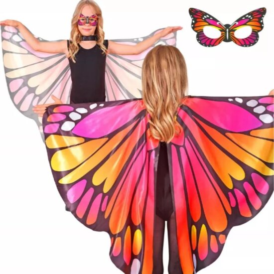 Widmann Rózsaszín pillangó szárny és maszk Jelmez kiegészítő 6-11 éves gyerekeknek