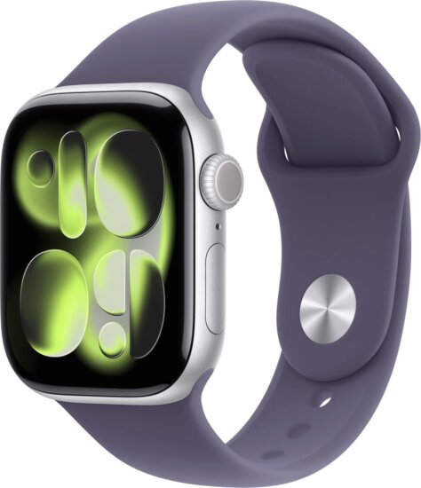 Apple Watch Series 11 42mm Okosóra M/L Ködlila Sportszíjjal - Ezüst