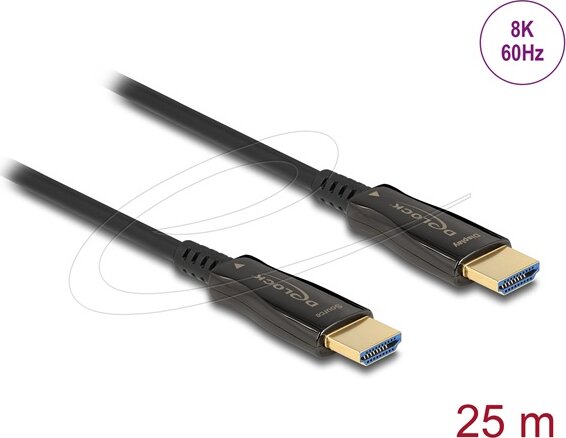 Delock 84039 HDMI 2.1 Apa - HDMI 2.1 Apa 8K 60Hz Aktív Optikai Kábel 25m - Fekete