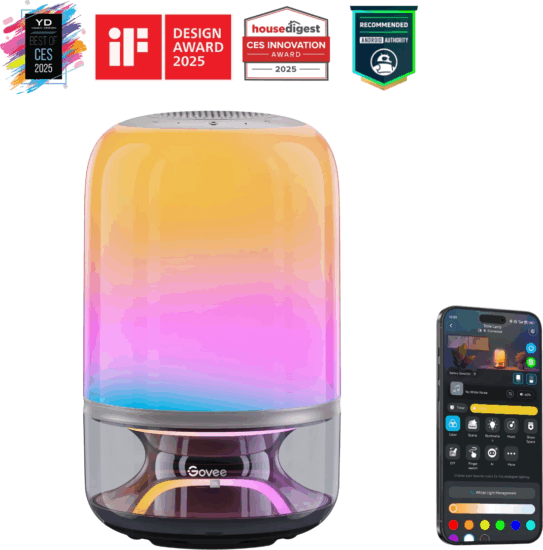 Govee H6020 RGBICWW okos Akkus Asztali LED lámpa 2 Pro JBL Hangszóróval 34 cm