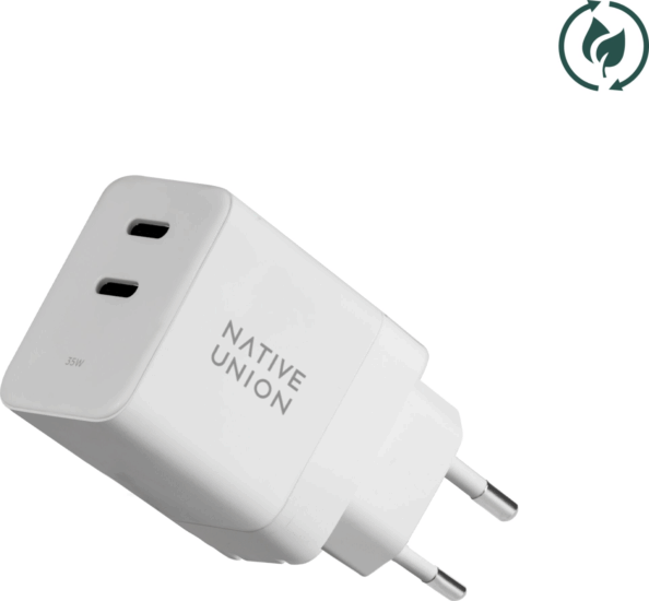 Native Union 2x USB-C Hálózati Gyorstöltő Adapter 35W - Fehér