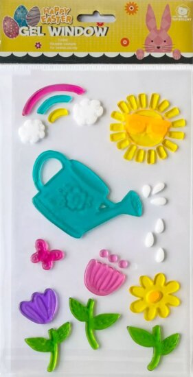 Happy Easter tavaszi Virágok locsolókannával Ablakzselé dekoráció