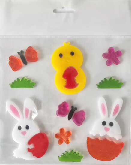 Nyuszi és csibe mintás ablakzselé húsvéti dekoráció Nyuszi és csibe mintás ablakzselé húsvéti dekoráció