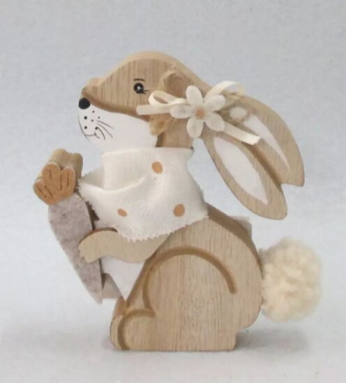 Fa nyuszi répával húsvéti dekorációs figura 10 cm