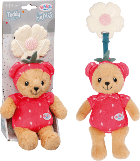 Zapf Creation BABY born® Eper mackó bébi plüss rágókával 18cm - Piros